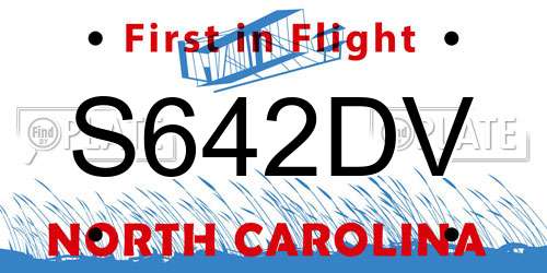 S642DV North Carolina License Plate