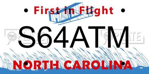 S64ATM North Carolina License Plate