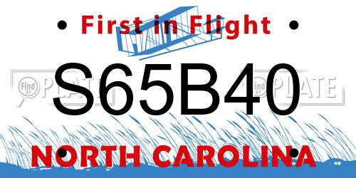 S65B40 North Carolina License Plate