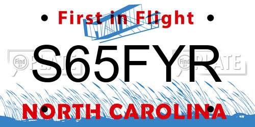 S65FYR North Carolina License Plate