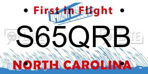 S65QRB North Carolina License Plate