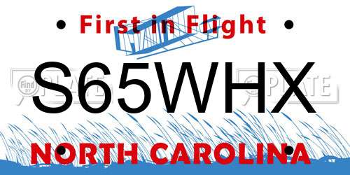 S65WHX North Carolina License Plate