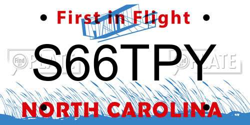 S66TPY North Carolina License Plate