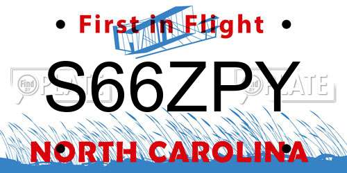 S66ZPY North Carolina License Plate