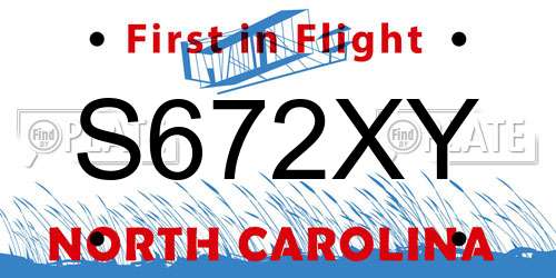 S672XY North Carolina License Plate