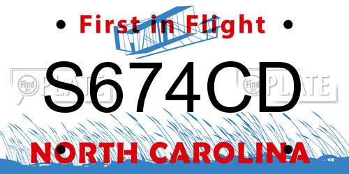 S674CD North Carolina License Plate