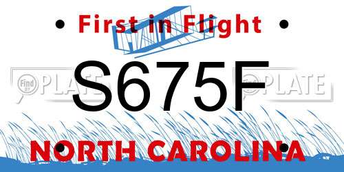 S675F North Carolina License Plate
