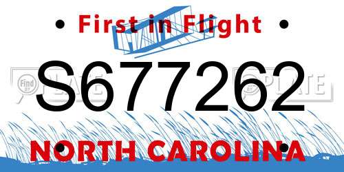 S677262 North Carolina License Plate