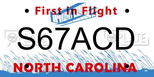 S67ACD North Carolina License Plate