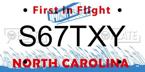 S67TXY North Carolina License Plate
