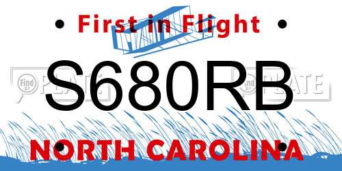 S680RB North Carolina License Plate