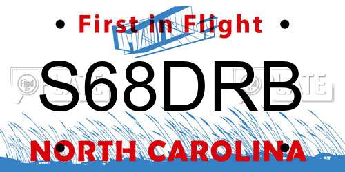 S68DRB North Carolina License Plate