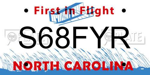 S68FYR North Carolina License Plate