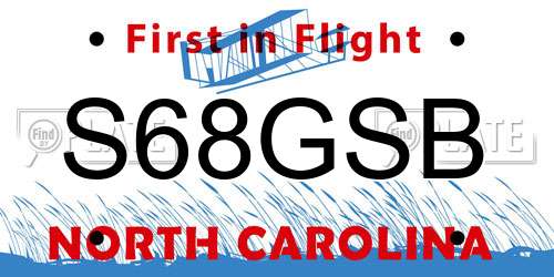 S68GSB North Carolina License Plate