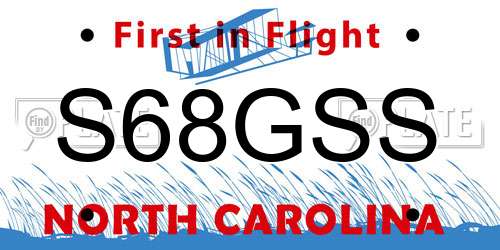 S68GSS North Carolina License Plate