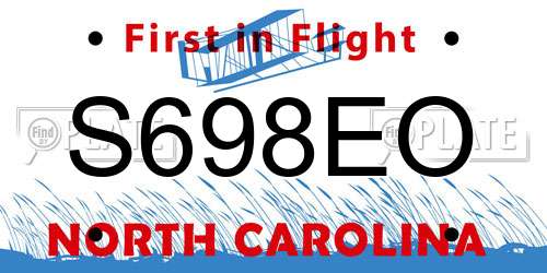 S698EO North Carolina License Plate