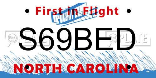 S69BED North Carolina License Plate