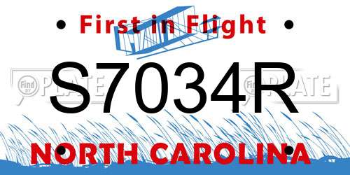 S7034R North Carolina License Plate