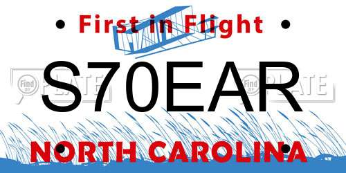 S70EAR North Carolina License Plate