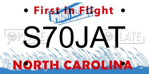 S70JAT North Carolina License Plate