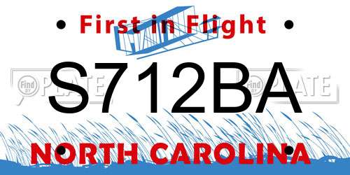S712BA North Carolina License Plate