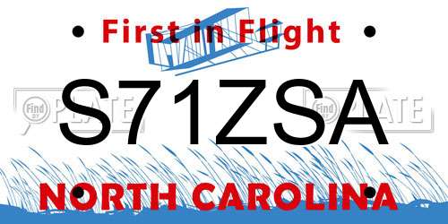 S71ZSA North Carolina License Plate