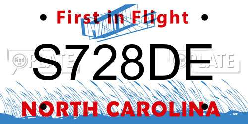 S728DE North Carolina License Plate