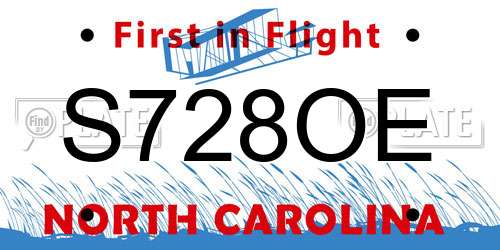S728OE North Carolina License Plate