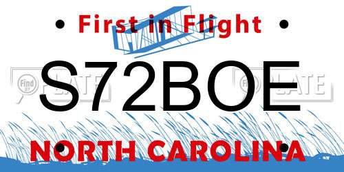S72BOE North Carolina License Plate