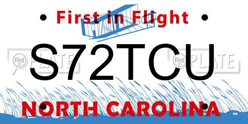 S72TCU North Carolina License Plate