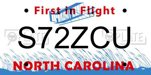 S72ZCU North Carolina License Plate