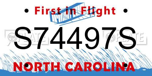 S74497S North Carolina License Plate