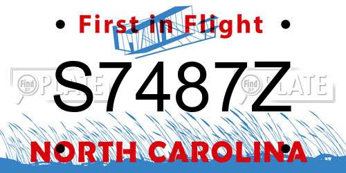 S7487Z North Carolina License Plate