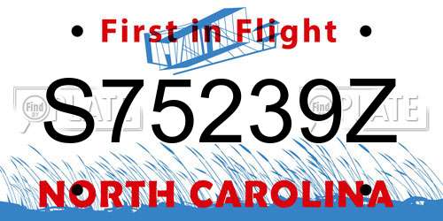 S75239Z North Carolina License Plate
