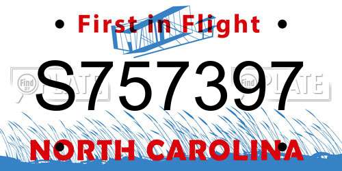 S757397 North Carolina License Plate