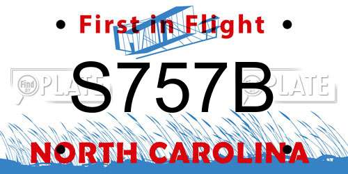S757B North Carolina License Plate