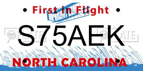 S75AEK North Carolina License Plate