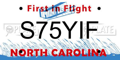 S75YIF North Carolina License Plate