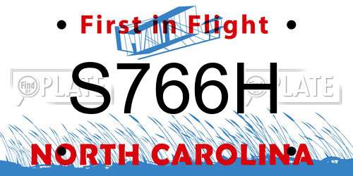 S766H North Carolina License Plate