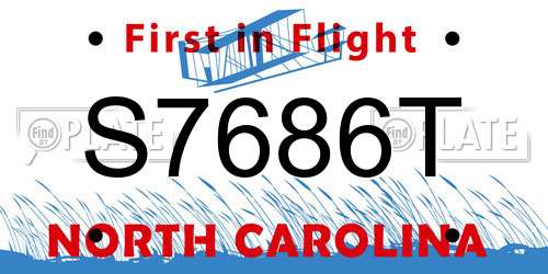 S7686T North Carolina License Plate