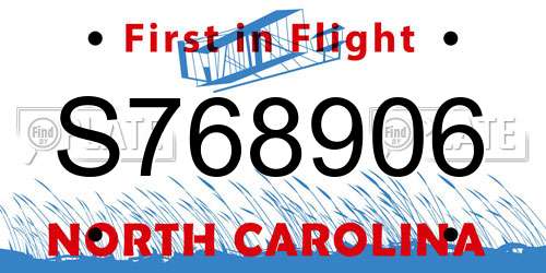 S768906 North Carolina License Plate