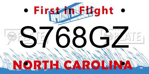 S768GZ North Carolina License Plate
