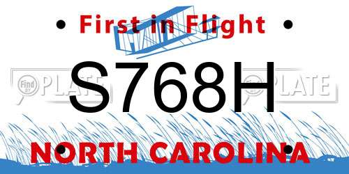 S768H North Carolina License Plate