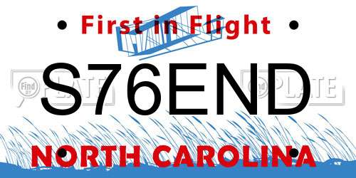 S76END North Carolina License Plate
