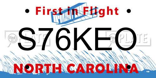 S76KEO North Carolina License Plate