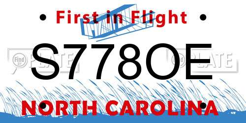 S778OE North Carolina License Plate