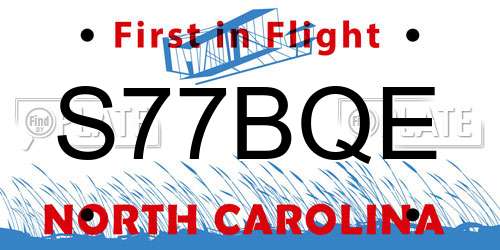 S77BQE North Carolina License Plate