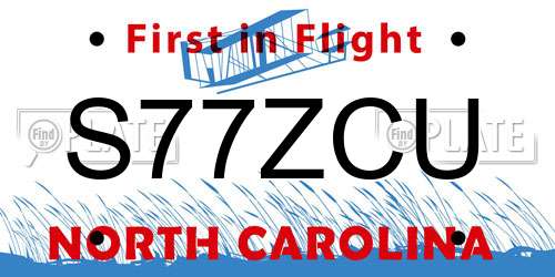 S77ZCU North Carolina License Plate