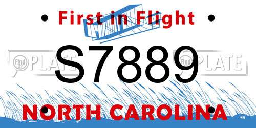S7889 North Carolina License Plate