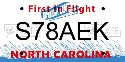 S78AEK North Carolina License Plate